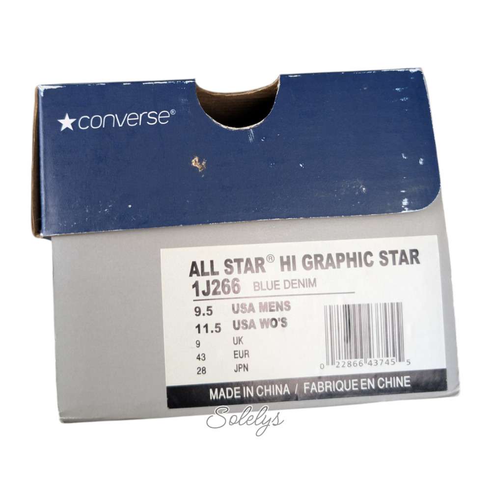 Converse 2003 Vintage All Star High Graphic Star Blue Denim Sneaker M9.5 W11.5 - Picture 7 of 11